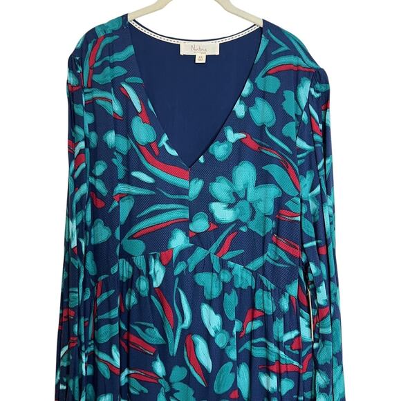 Nurture by Westbound Womens Tiered Maxi Dress 2X Blue Red Green Floral Print NEW - Picture 2 of 9